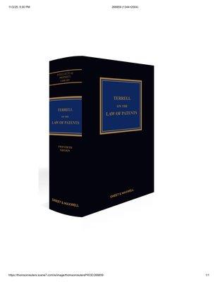 Terrell on the Law of Patents 20th Edition, Mainwork + Supplement